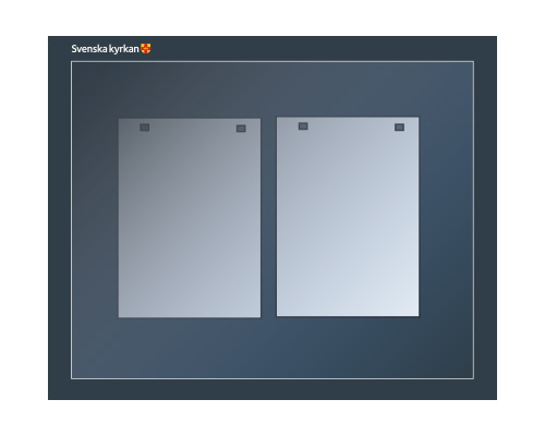 Anslagsskylt i kyrka eller församlingshem, med lätt att byta ut budskap