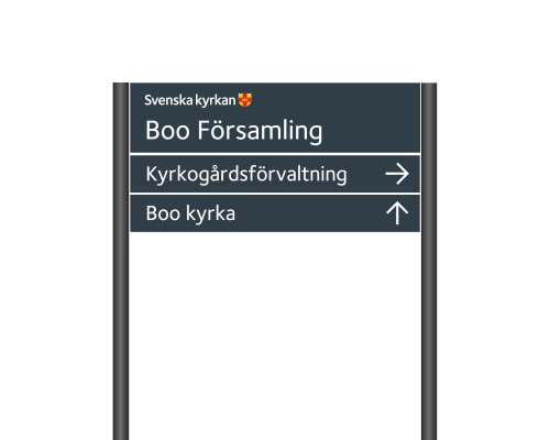 Hänvisningsskylt vid kyrkogård