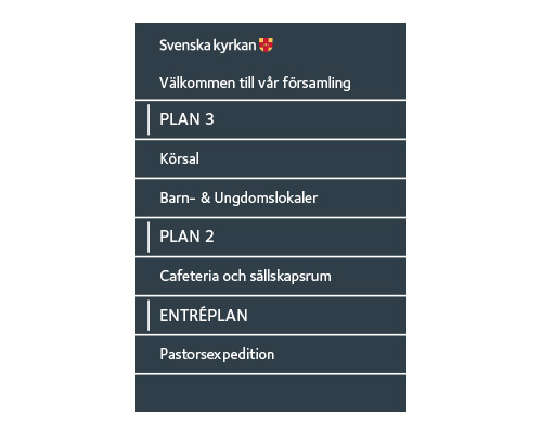 Skylt som informerar om kyrkans lokaler