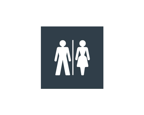 Toalettskylt till kyrka och församlingshem